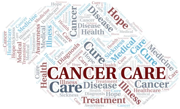 Nuvem de palavras sobre cuidados com o cancro. Vetor feito apenas com texto . — Vetor de Stock
