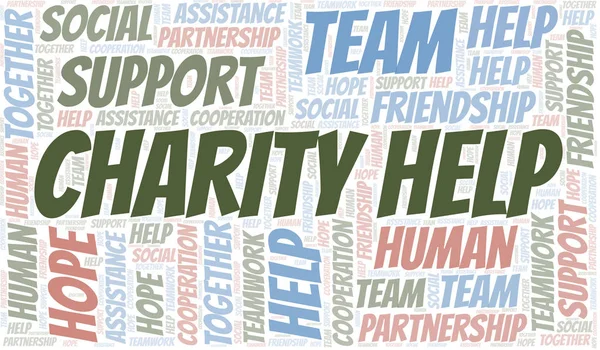 Charity Help word cloud. Vector made with text only. — Stock Vector