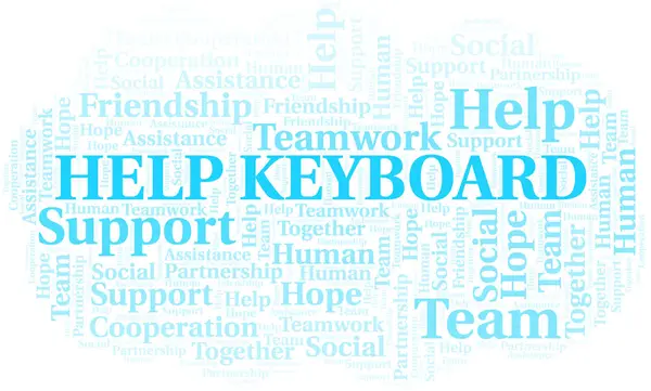 Ajuda Keyboard nuvem palavra. Vetor feito apenas com texto . — Vetor de Stock