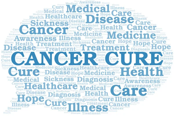 कर्करोग उपचार शब्द मेघ. फक्त मजकूर बनलेले वेक्टर . — स्टॉक व्हेक्टर