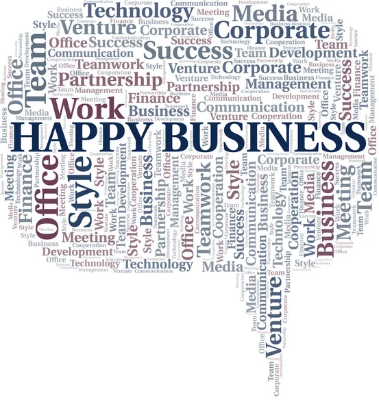 Happy Business Word Cloud. Collage gjort med endast text. — Stock vektor