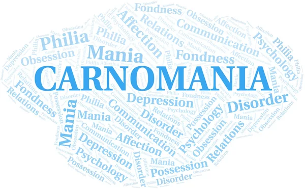 Carnomania kelime bulutu. Yalnızca metinle yapılan mani türü.