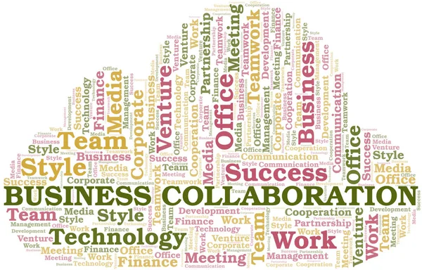 Üzleti együttműködés szófelhő. Csak szövegből készült kollázs. — Stock Vector