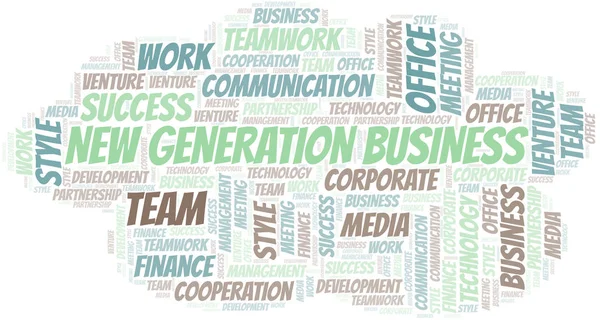 Business Word Cloud der neuen Generation. Collage nur mit Text. — Stockvektor