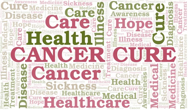 Cancer Cure word cloud. Vettore realizzato solo con testo . — Vettoriale Stock