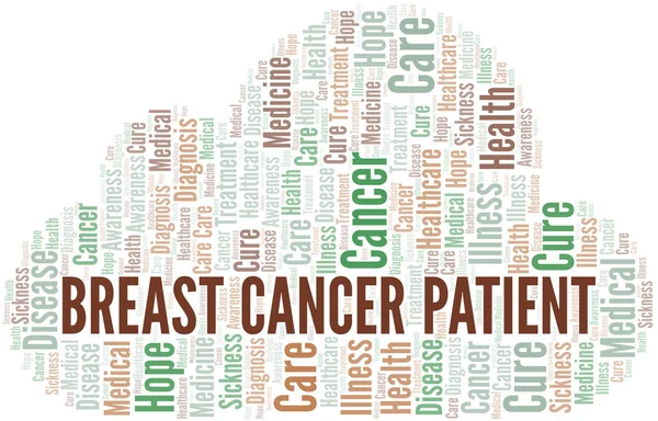 Облако слов для пациентов с раком груди. Вектор только с текстом . — стоковый вектор