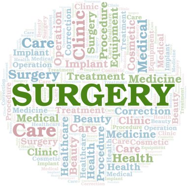 Sadece metinile yapılan cerrahi kelime bulut vektörü.