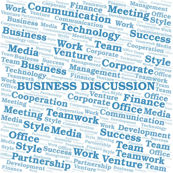 Business Discussion word cloud. Collage made with text only. — Stock Vector