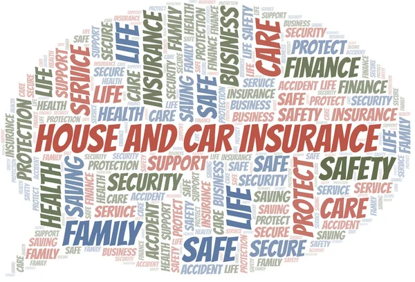 Вектор слова "House And Car Insurance", сделанный только с текстом . — стоковый вектор