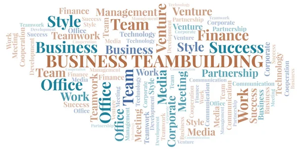 Business Teambuilding Word Cloud. Collage nur mit Text. — Stockvektor