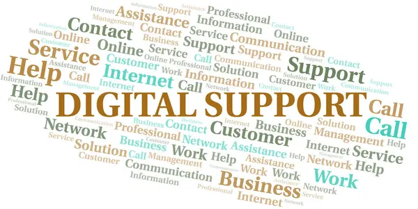 Digital Support Word Cloud Vector gjord med endast text. — Stock vektor