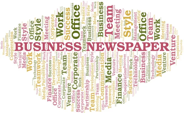 Business Newspaper word cloud. Collage realizzato solo con testo . — Vettoriale Stock