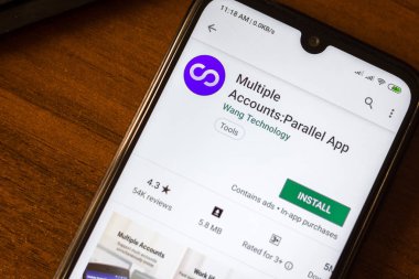 İvanovsk, Rusya-26 Haziran 2019: çoklu hesaplar-akıllı telefonun ekranında Parrallel uygulaması.