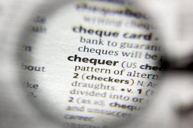 Sözlükteki sözcük veya tümcecik Chequer.