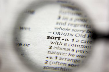 Sözlükteki sözcük veya tümcecik Sıralama.