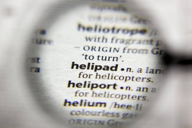 Sözlükteki helipad sözcüğü veya tümceciği.