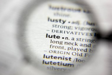 Sözlükteki lute sözcüğü veya tümceciği.