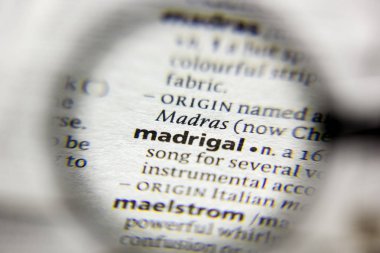 Sözlükte Madrigal sözcüğü veya tümceciği.