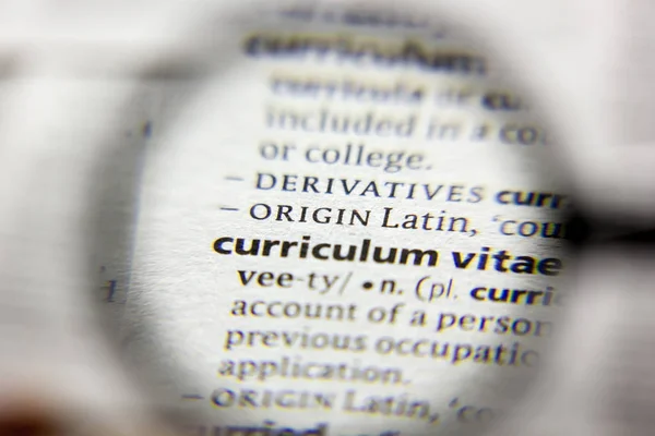 The word or phrase Curriculum vitae in a dictionary.