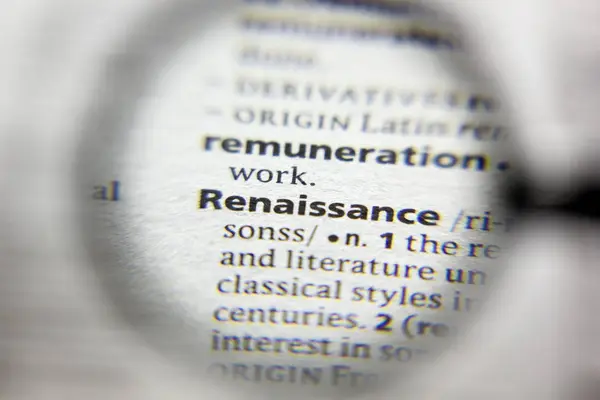 A palavra ou frase Renascimento em um dicionário . — Fotografia de Stock