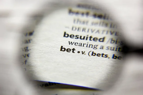 The word or phrase Bet in a dictionary. — Stock Photo, Image