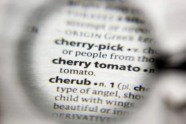 The word or phrase Cherry tomato in a dictionary. — Stock Photo, Image