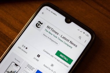 İvanovsk, Rusya-26 Haziran 2019: nytimes-akıllı telefonun ekranında Son Haberler uygulaması.