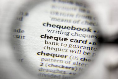 Sözlükteki sözcük veya tümcecik Çek kartı.