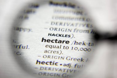 Sözlükteki hectare sözcüğü veya tümceciği.