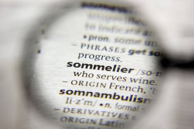 Sözlükteki sommelier sözcüğü veya tümceciği.