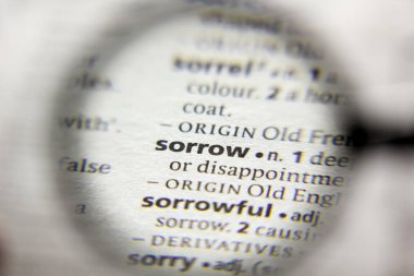 Sözlükteki sorrow sözcüğü veya tümceciği.