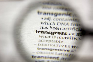 Sözlükteki transgress sözcüğü veya tümceciği.