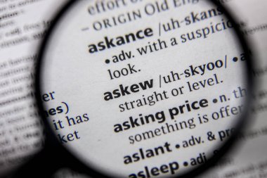 Sözlükteki sözcük veya sözcük askew.