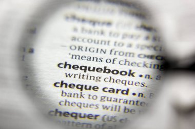 Sözlükteki sözcük veya tümcecik Çek Defteri.