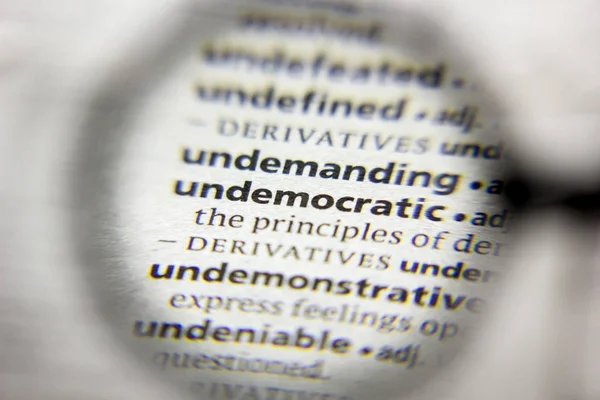 The word or phrase Undemocratic in a dictionary. — Stock Photo, Image