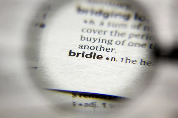 The word or phrase Bridle in a dictionary. — Stock Photo, Image