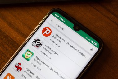 Ivanovsk, Rusya - 26 Haziran 2019: Psiphon Pro - Akıllı telefonun ekranında Internet Freedom Vpn uygulaması.