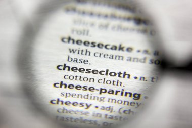 Sözlükteki kelime veya deyim Cheesecloth.