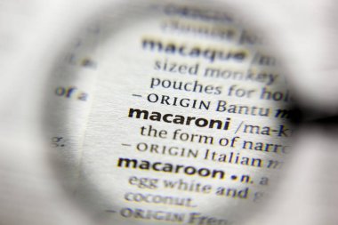 Sözlükteki kelime veya ifade Macaroni.