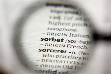 Sözlükteki sorbet sözcüğü veya tümceciği.