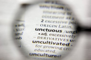 Sözlükte unctuous sözcüğü veya tümceciği.