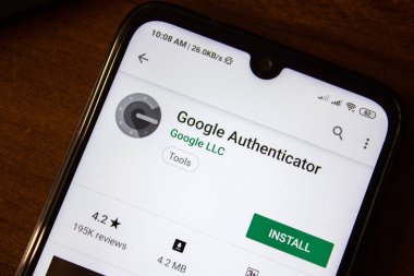 İvanovsk, Rusya-07 Temmuz 2019: akıllı telefon veya tablet ekranında Google Authenticator uygulaması.