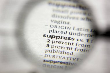 Sözlükte Bastırma sözcüğü veya tümceciği.