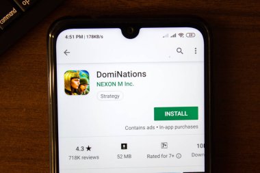 İvanovsk, Rusya-Temmuz 07, 2019: akıllı telefon veya tablet ekranında Dominations uygulaması.