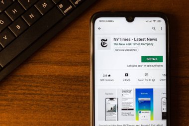 İvanovsk, Rusya-26 Haziran 2019: nytimes-akıllı telefonun ekranında Son Haberler uygulaması.