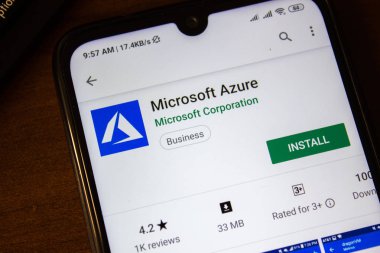 İvanovsk, Rusya-07 Temmuz 2019: akıllı telefon veya tablet ekranında Microsoft Azure uygulaması.