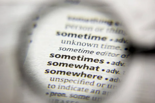 The word or phrase Sometimes in a dictionary. — Stock Photo, Image