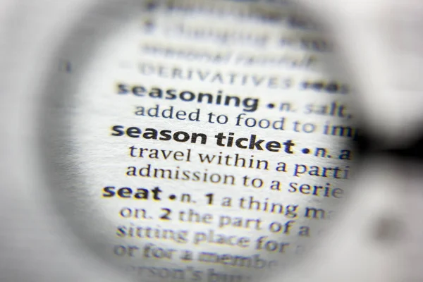 The word or phrase Season ticket in a dictionary.