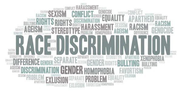 Race diszkrimináció-típusú diszkrimináció-szófelhő. — Stock Fotó