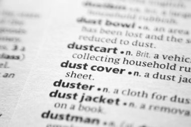 Sözlükteki Sözcük veya tümcecik Toz kapağı.